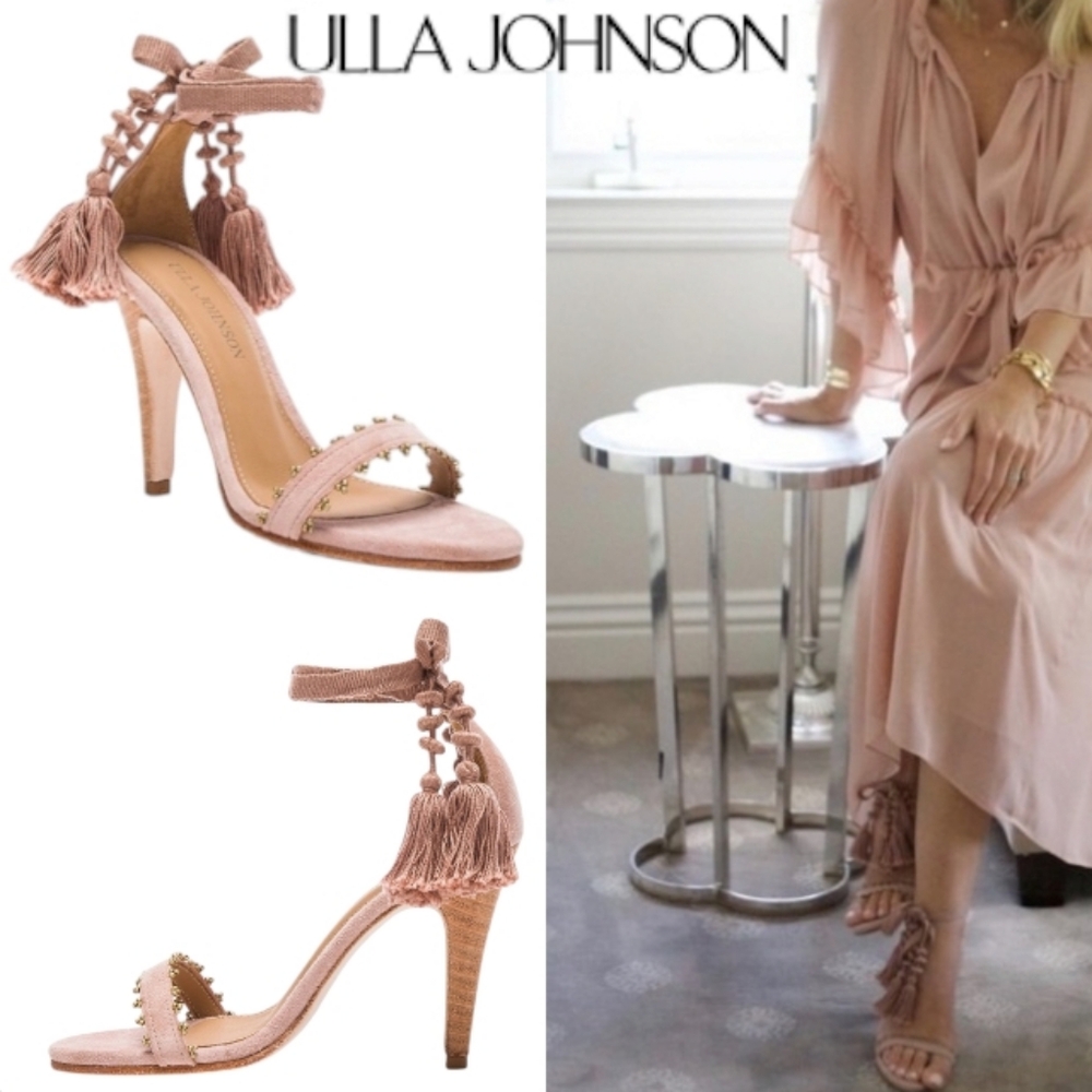 Ulla Johnson Dani Tassel Heels Rose Suede